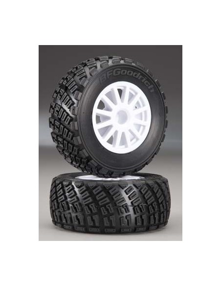 Tires wheels, assembled, glued (white wheels, gravel pattern
