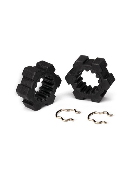 Wheel hubs, hex (2)/ hex clips (2) XMAXX