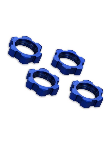 Wheel nuts, splined, 17mm, serrated (blue-anodized) (4)