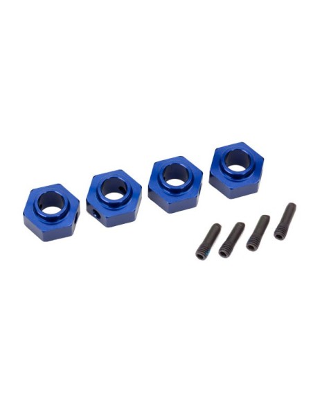 Wheel hubs, 12mm hex, 6061-T6 aluminum (blue-anodized) (4)