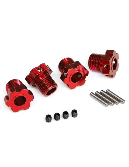 Wheel hubs, splined, 17mm (red-anodized) (4)