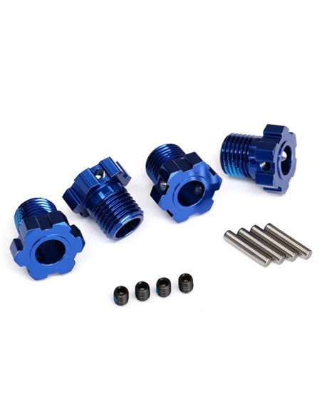 Wheel hubs, splined, 17mm (Blue-anodized) (4)
