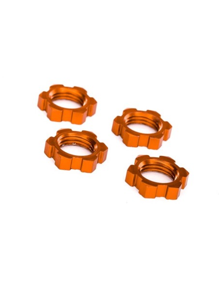 Wheel nuts, splined, 17mm, serrated (orange-anodized) (4)