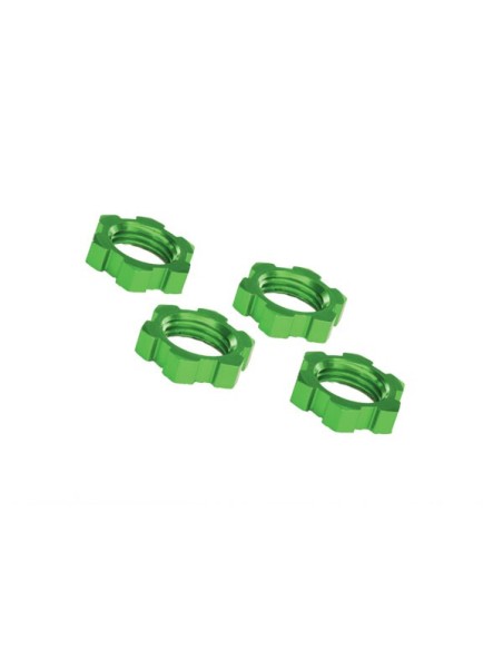 Wheel nuts, splined, 17mm, serrated (green-anodized) (4)