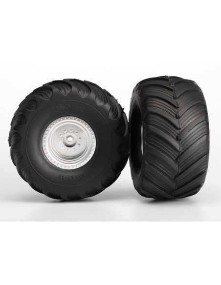 Tires & wheels, assembled, glued (satin chrome wheels)
