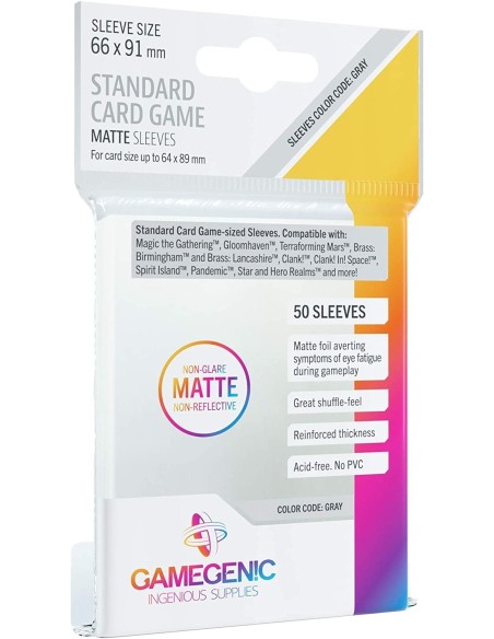 Gamegenic - MATTE Standard Card Sleeves 66 x 91 mm - Clear