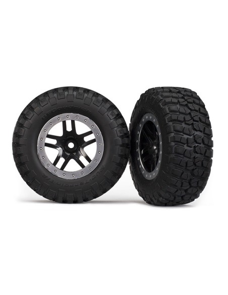 Tires & wheels, assembled, glued SCT Split-Spoke, black (2)