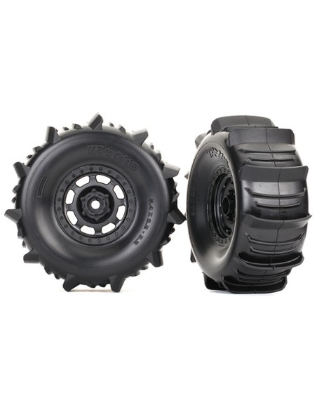 Tires and wheels, assembled, glued (2) Desert Racer paddle