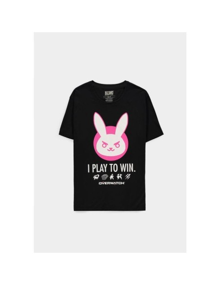 Overwatch D.VA Plays to Win Mens Short Sleeved T-shirt (S)