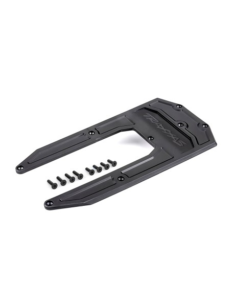 Skidplate, chassis, black (fits Sledge)