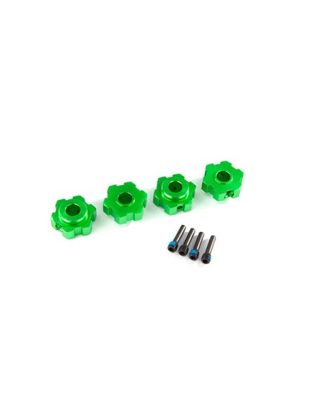 Wheel hubs, hex, aluminum (green-anodized) (4)