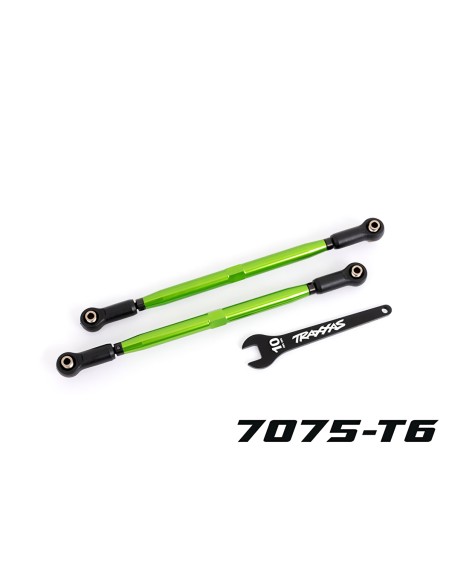 Toe links, front (TUBES green-anodized, 7075-T6 aluminum)