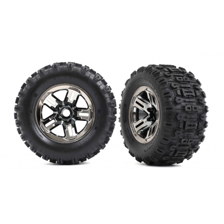 Tires & wheels, assembled, glued (black chrome wheels, belted Sledgehammer® All-Terrain tires)