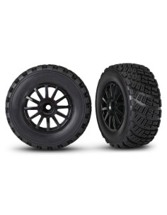 Black 12-Spoke Rally Wheels w/ Rally Tires (2)