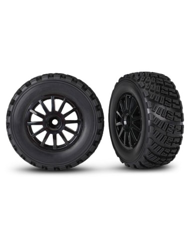 Black 12-Spoke Rally Wheels w/ Rally Tires (2)