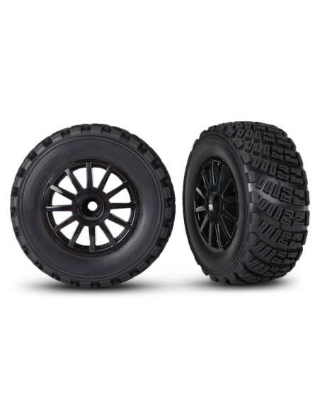 Black 12-Spoke Rally Wheels w/ Rally Tires (2)