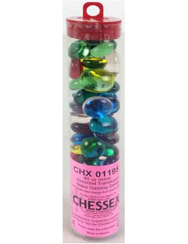 Chessex Gaming Glass Stones in Tube - Assorted Iridized (40)