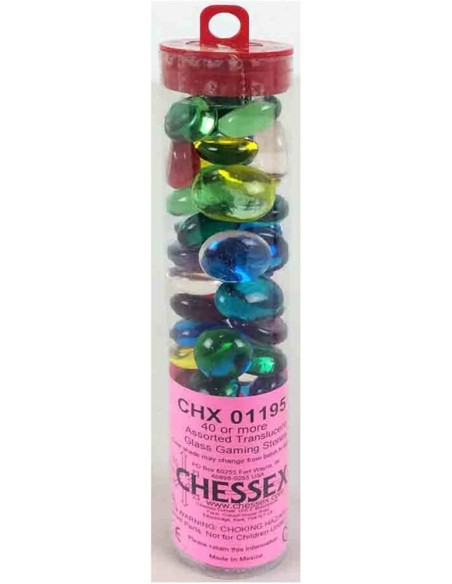 Chessex Gaming Glass Stones in Tube - Assorted Iridized (40)