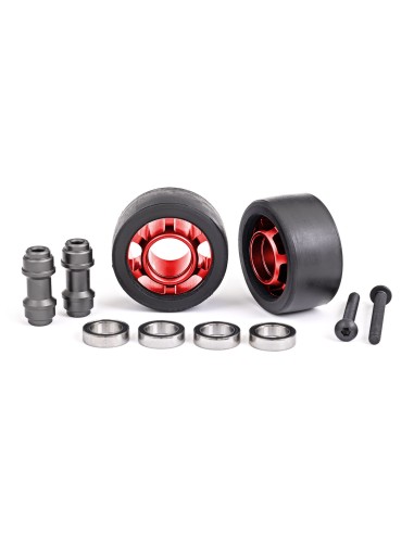 Red Aluminum Wheelie Bar Wheels w/ Hardware (2)