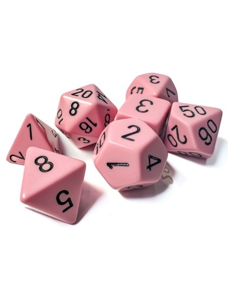 Chessex Opaque Pastel Pink/black Polyhedral 7-Die Set