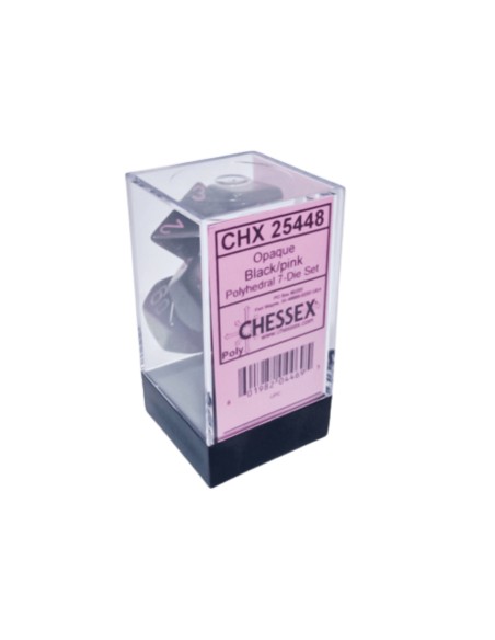 Chessex Opaque black/Pink Polyhedral 7-Die Set