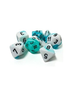 Gemini Polyhedral 7- Die Set - White-Teal w/Black
