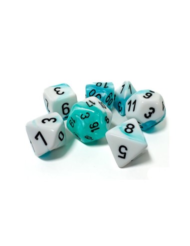 Gemini Polyhedral 7- Die Set - White-Teal w/Black