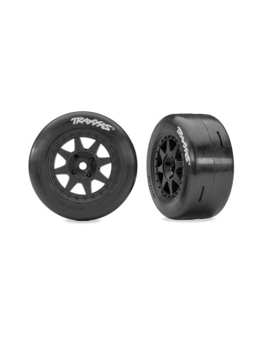 Black Rear Mini Rally Wheels w/ Slick Tires (Hard) (2)