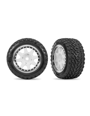 White & Chrome Rear Mini Rally Wheels w/ Soft Tires (2)