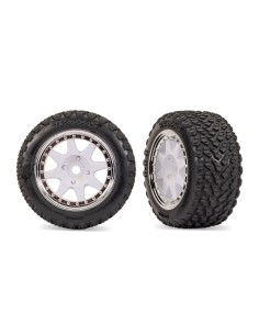 White & Chrome Front Mini Rally Wheels w/Hard Tires (2)