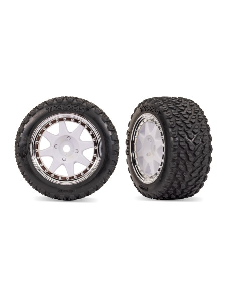 White & Chrome Front Mini Rally Wheels w/Hard Tires (2)