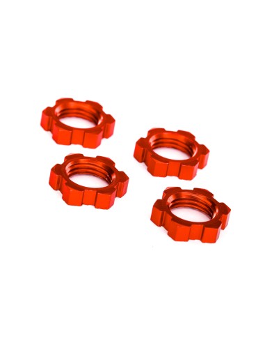 Serrated 17 mm Red Aluminum Splined Wheel Nuts (4)