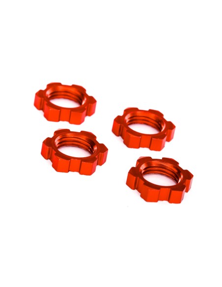 Serrated 17 mm Red Aluminum Splined Wheel Nuts (4)