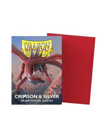 Dragon Shield Sleeves DUAL MATTE (100) Crimson & Silver