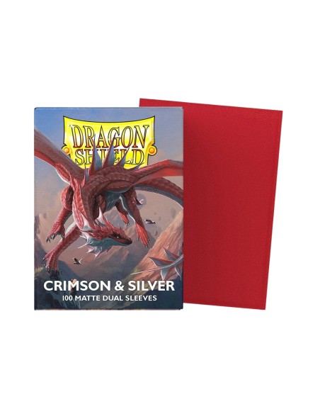 Dragon Shield Sleeves DUAL MATTE (100) Crimson & Silver