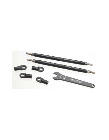 Toe links, T-MaxxE-Maxx (TUBES black-anod, 7075-T6 ALUM