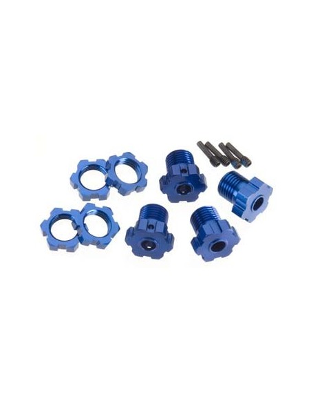 Wheel hubs, splined, 17mm (blue-anod) (4) wheel nuts, spline