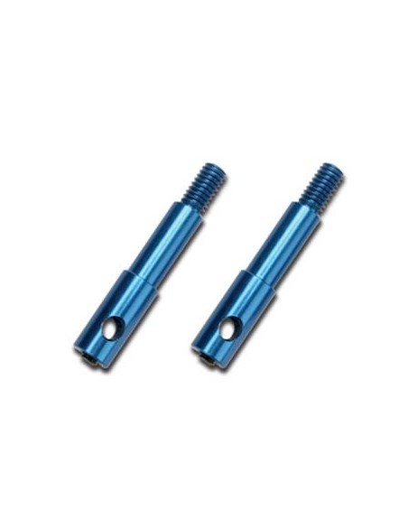 Wheel spindles, front, 7075-T6 ALUM, blue-anod (left-right)
