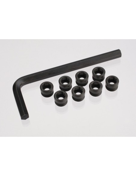 ALUM caps, pivot ball (threaded ALUM, hard-anod w/ PTFE-coat