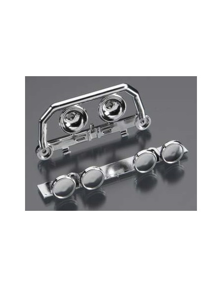 Light bar, front bumper (chrome) , roof light bar (chrome)