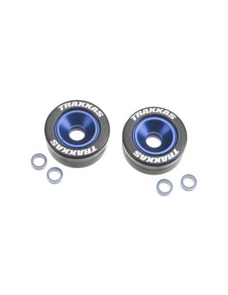 Wheels, ALUM (blue-anod,2) 5x8mm ball bearings (4) axles